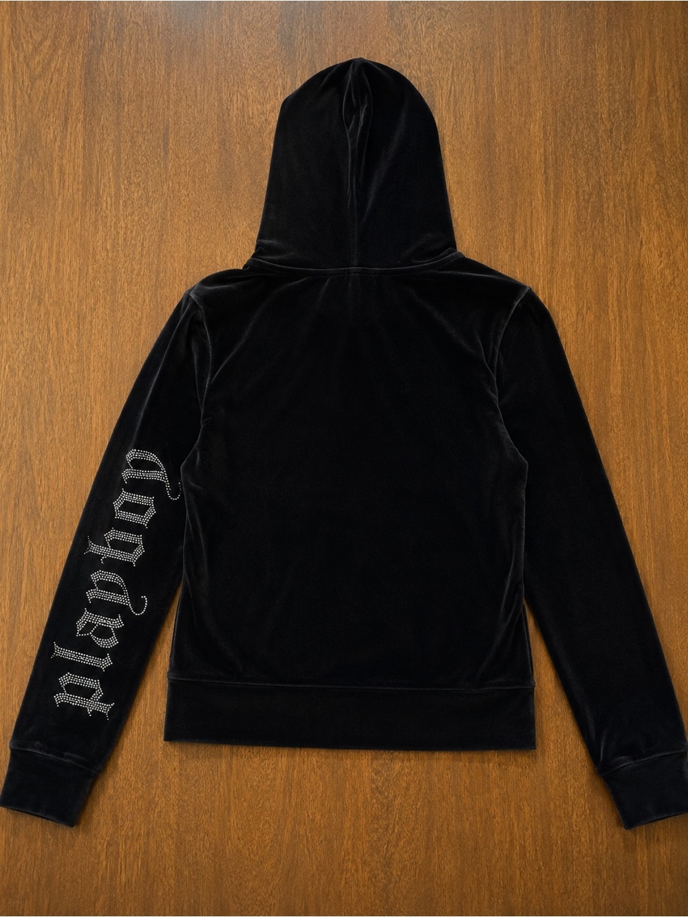 Playboy Black Velvet Cropped Hoodie Women’s Size S Y2K Bunny Logo - Picture 2 of 5